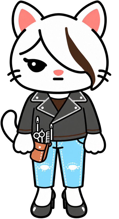 Hairstylist Cat, standing