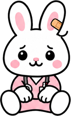 Nurse Rabbit sitting down, waiting